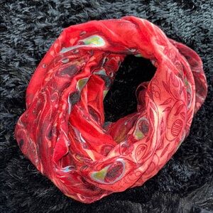 Red Floral Infinity Scarf